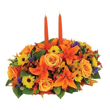 Thanksgiving Flowers & Centerpiece - Whether it's welcoming in the Fall season or wishing everyone a Happy Thanksgiving, this centerpiece is right at home. Thanksgiving Flowers & Centerpiece - Whether it's welcoming in the Fall season or wishing everyone a Happy Thanksgiving, this centerpiece is right at home.