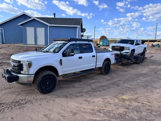 Towing in and out of rural areas, through washed our dirt roads, and widespread coverage areas. - Our reach has no bounds. One customer's residence was located across a rural dirt road that had been partially undertaken by a flash flood.
On another tow, a customer was stranded with no help from AAA for over 24 hours with a damaged RV and trailer. We were able to repair their 30' enclosed trailer and haul the trailer along with the customer 5.5 hours back to their front doorstep!
We aim to help individuals get out from the side of the road and to a safe place. Unlike many single-cab tow trucks, we can comfortably carry up to four passengers in our tow rig. On many occasions, we have helped coordinate dropoff locations at mechanic shops closeby to a neighboring hotel, allowing individuals to have some piece of mind only being a short walk away from their vehicle being serviced.
There are numerous roadside assistance jobs we are ready and able to take on; included but not limited to spare tire changes, hub swaps, battery jumps, fuel delivery, and even spark plug blowout repairs!
If luck gets the best of you and you find yourself stranded, give us a call. We are sure to get you taken care of! Towing in and out of rural areas, through washed our dirt roads, and widespread coverage areas. - Our reach has no bounds. One customer's residence was located across a rural dirt road that had been partially undertaken by a flash flood.
On another tow, a customer was stranded with no help from AAA for over 24 hours with a damaged RV and trailer. We were able to repair their 30' enclosed trailer and haul the trailer along with the customer 5.5 hours back to their front doorstep!
We aim to help individuals get out from the side of the road and to a safe place. Unlike many single-cab tow trucks, we can comfortably carry up to four passengers in our tow rig. On many occasions, we have helped coordinate dropoff locations at mechanic shops closeby to a neighboring hotel, allowing individuals to have some piece of mind only being a short walk away from their vehicle being serviced.
There are numerous roadside assistance jobs we are ready and able to take on; included but not limited to spare tire changes, hub swaps, battery jumps, fuel delivery, and even spark plug blowout repairs!
If luck gets the best of you and you find yourself stranded, give us a call. We are sure to get you taken care of!