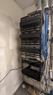 Network Wiring Cleanup - This patch panel needed cleanup, panel rearrangement, new patch cables, new cable management, and port testing.