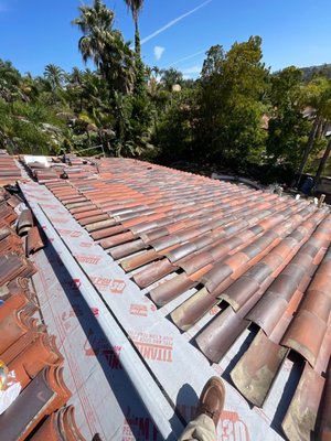 2-piece Clay Tile relay project, Anaheim Hills - A gorgeous roof with peace of mind now for decades to come. It's important to replace your roof's underlayment every 20-25 yrs. It protects your wood that can be costly to replace if it's damaged from water. The wood is your last line of defense before water gets into your home. This homeowner wanted an upgraded underlayment with a 30-yr warranty (Titanium PSU 30). 2-piece Clay Tile relay project, Anaheim Hills - A gorgeous roof with peace of mind now for decades to come. It's important to replace your roof's underlayment every 20-25 yrs. It protects your wood that can be costly to replace if it's damaged from water. The wood is your last line of defense before water gets into your home. This homeowner wanted an upgraded underlayment with a 30-yr warranty (Titanium PSU 30).