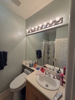 Bathroom remodel - Bathroom layout before full teardown, ready for updated modern fixtures, floor tiling, and custom vanity installation. Bathroom remodel - Bathroom layout before full teardown, ready for updated modern fixtures, floor tiling, and custom vanity installation.
