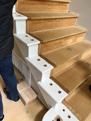stairs - this job was very satisfying getting rid of the old carpet and install new solid Red oak stairs treads and new risers.