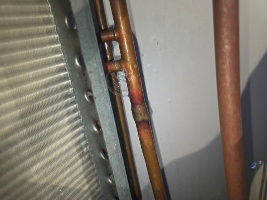 Leak Repair - Leak Repair – HVAC System (R-22)

An R-22 refrigerant system was found with no refrigerant charge. A pressure test was performed to locate the leak. The leak was successfully identified in the condenser coil and was repaired accordingly.

After the repair, the system passed the pressure test successfully. A vacuum was performed, and the system was properly recharged with the correct amount of refrigerant.

The system is now operating efficiently and performing as expected.