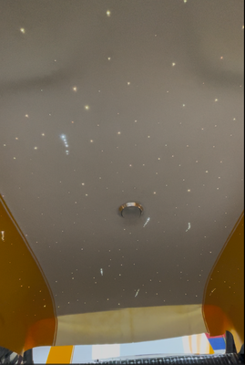 Starlight Headliner - This customer went full custom with their headliner. This was made with fiberglass to replace bow 2 bow headliner in a 1972 Chevelle. The vinyl matched to the paint job following the exact spacing and a 550 pi starlight with shooting stars. Starlight Headliner - This customer went full custom with their headliner. This was made with fiberglass to replace bow 2 bow headliner in a 1972 Chevelle. The vinyl matched to the paint job following the exact spacing and a 550 pi starlight with shooting stars.