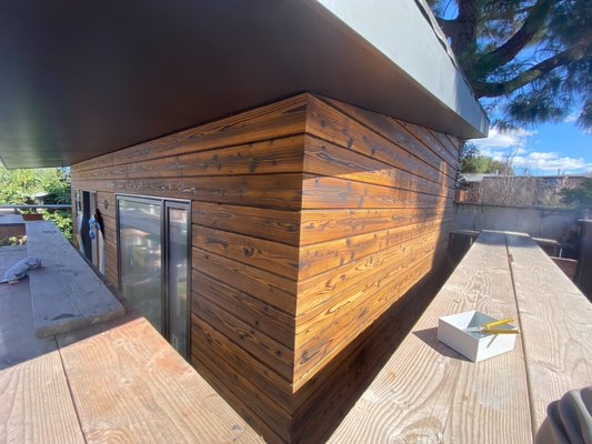Berkeley Custom Office - This project is a 160 sq ft new construction building, serving as a mixed use space, mostly office space but easily utilized as a guest house when needed. It features a hyper insulated construction! 9” walls (double 2×4 walls, with 1” space) creating a whopping R-40 insulation value for the walls (R-15 is standard), and a 7” closed cell spray foam insulation in the ceiling creating R-49 (R-28 is standard). With this massive insulation, the structure will be very easy to heat and cool. It also features an insulated 6” slab on grade for a very modern aesthetic. As of June this project is still underway, come back soon for final pics!