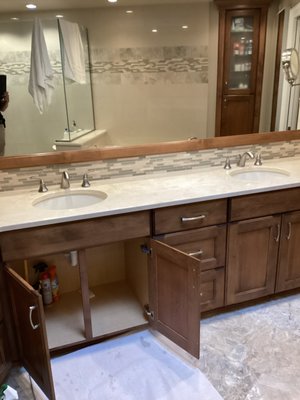 Bathroom Sink Replacement August 2024 - In August 2024, we replaced two sink fixtures in the bathroom for a customer. Our team efficiently removed the old fixtures and installed new ones, enhancing both functionality and style. The job was completed with precision, ensuring a clean, modern update to the bathroom while minimizing any inconvenience to the customer. Bathroom Sink Replacement August 2024 - In August 2024, we replaced two sink fixtures in the bathroom for a customer. Our team efficiently removed the old fixtures and installed new ones, enhancing both functionality and style. The job was completed with precision, ensuring a clean, modern update to the bathroom while minimizing any inconvenience to the customer.