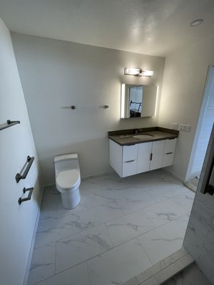 Bathroom remodel. - New accessories, new vanity and cabinet. Bathroom remodel. - New accessories, new vanity and cabinet.