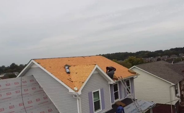 Partial Roof install - This homeowner called us after filling an insurance claim. Insurance paid to replace the front slope however, the back half had OC Harbor blue with in hard to find in certain arears. We were able to locate the beautiful Harbor Blue shingles after calling many warehouses and finally had them shipped. Partial Roof install - This homeowner called us after filling an insurance claim. Insurance paid to replace the front slope however, the back half had OC Harbor blue with in hard to find in certain arears. We were able to locate the beautiful Harbor Blue shingles after calling many warehouses and finally had them shipped.