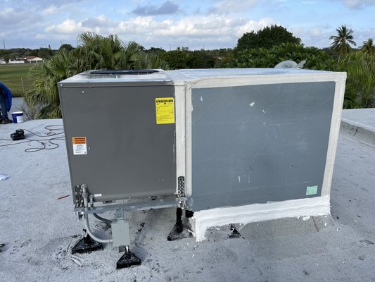 AC projects - This customer needed to change his old AC system, before doing a new roof. So a new package unit along with new stand and new ductwork were installed.