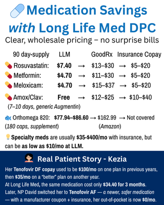Direct Primary Care with urgent care for members - ✨ 𝐍𝐨 𝐈𝐧𝐬𝐮𝐫𝐚𝐧𝐜𝐞 𝐍𝐞𝐞𝐝𝐞𝐝 — 𝐄𝐱𝐩𝐞𝐫𝐢𝐞𝐧𝐜𝐞 𝐓𝐫𝐮𝐞 𝐏𝐞𝐫𝐬𝐨𝐧𝐚𝐥𝐢𝐳𝐞𝐝 𝐂𝐚𝐫𝐞 𝐚𝐭 𝐋𝐨𝐧𝐠 𝐋𝐢𝐟𝐞 𝐌𝐞𝐝! ✨
👨⚕️ 𝐃𝐢𝐫𝐞𝐜𝐭 𝐏𝐫𝐢𝐦𝐚𝐫𝐲 𝐂𝐚𝐫𝐞 (𝐃𝐏𝐂) 𝐚𝐭 𝐈𝐭𝐬 𝐁𝐞𝐬𝐭:
At Long Life Med, you’re not just a number. You get a 𝐩𝐫𝐨𝐯𝐢𝐝𝐞𝐫 𝐰𝐡𝐨 𝐥𝐢𝐬𝐭𝐞𝐧𝐬 𝐭𝐨 𝐲𝐨𝐮 𝐥𝐢𝐤𝐞 𝐚 𝐭𝐫𝐮𝐬𝐭𝐞𝐝 𝐟𝐚𝐦𝐢𝐥𝐲 𝐟𝐫𝐢𝐞𝐧𝐝 — and who also happens to be a highly trained medical professional.
💵 𝐓𝐫𝐚𝐧𝐬𝐩𝐚𝐫𝐞𝐧𝐭 𝐏𝐫𝐢𝐜𝐢𝐧𝐠:
For as low as $𝟏,𝟎𝟎𝟎 𝐩𝐞𝐫 𝐲𝐞𝐚𝐫, you’ll enjoy:
– 𝐔𝐍𝐋𝐈𝐌𝐈𝐓𝐄𝐃 𝐬𝐚𝐦𝐞-𝐝𝐚𝐲 𝐨𝐫 𝐧𝐞𝐱𝐭-𝐝𝐚𝐲 𝐯𝐢𝐬𝐢𝐭𝐬 (in-person or telehealth)
– 𝐔𝐫𝐠𝐞𝐧𝐭 𝐜𝐚𝐫𝐞 𝐬𝐞𝐫𝐯𝐢𝐜𝐞𝐬 𝐢𝐧𝐜𝐥𝐮𝐝𝐞𝐝 with 𝐧𝐨 𝐜𝐨-𝐩𝐚𝐲𝐬 𝐨𝐫 𝐝𝐞𝐝𝐮𝐜𝐭𝐢𝐛𝐥𝐞𝐬
– 𝐖𝐨𝐮𝐧𝐝 𝐫𝐞𝐩𝐚𝐢𝐫 (stitches, Dermabond, etc.) and 𝐚𝐧𝐭𝐢𝐛𝐢𝐨𝐭𝐢𝐜𝐬 included if needed
🚪 𝐍𝐨 𝐖𝐚𝐢𝐭𝐢𝐧𝐠. 𝐍𝐨 𝐂𝐫𝐨𝐰𝐝𝐬. 𝐍𝐨 𝐑𝐮𝐬𝐡:
We limit our practice to only 𝟑𝟎𝟎 𝐩𝐚𝐭𝐢𝐞𝐧𝐭𝐬 𝐩𝐞𝐫 𝐩𝐫𝐨𝐯𝐢𝐝𝐞𝐫 (compared to 3,000–6,000 in traditional clinics).
– See a maximum of 𝟓 𝐩𝐚𝐭𝐢𝐞𝐧𝐭𝐬 𝐩𝐞𝐫 𝐝𝐚𝐲
– Enjoy 𝐫𝐞𝐥𝐚𝐱𝐞𝐝 𝐯𝐢𝐬𝐢𝐭𝐬 lasting 𝐮𝐩 𝐭𝐨 𝟒 𝐡𝐨𝐮𝐫𝐬 (usually for the first visit, and if no other appointments are booked)
– Create a 𝐩𝐞𝐫𝐬𝐨𝐧𝐚𝐥, 𝐮𝐧𝐡𝐮𝐫𝐫𝐢𝐞𝐝 𝐞𝐱𝐩𝐞𝐫𝐢𝐞𝐧𝐜𝐞 every time you visit
🩺 𝐑𝐨𝐨𝐭-𝐂𝐚𝐮𝐬𝐞, 𝐖𝐡𝐨𝐥𝐞-𝐏𝐞𝐫𝐬𝐨𝐧 𝐂𝐚𝐫𝐞:
Our provider takes the time to:
– 𝐋𝐢𝐬𝐭𝐞𝐧 𝐭𝐨 𝐲𝐨𝐮 𝐟𝐮𝐥𝐥𝐲 and treat you as a 𝐰𝐡𝐨𝐥𝐞 𝐩𝐞𝐫𝐬𝐨𝐧
– 𝐈𝐧𝐭𝐞𝐠𝐫𝐚𝐭𝐞 𝐤𝐧𝐨𝐰𝐥𝐞𝐝𝐠𝐞 from traditional, functional, regenerative, alternative, and longevity medicine
– 𝐒𝐨𝐥𝐯𝐞 𝟖𝟎–𝟗𝟎% 𝐨𝐟 𝐲𝐨𝐮𝐫 𝐡𝐞𝐚𝐥𝐭𝐡 𝐜𝐨𝐧𝐜𝐞𝐫𝐧𝐬 without bouncing you from specialist to specialist
🧪 𝐈𝐧𝐜𝐫𝐞𝐝𝐢𝐛𝐥𝐞 𝐌𝐞𝐦𝐛𝐞𝐫 𝐁𝐞𝐧𝐞𝐟𝐢𝐭𝐬:
– 𝐀𝐧𝐧𝐮𝐚𝐥 𝐩𝐡𝐲𝐬𝐢𝐜𝐚𝐥 𝐚𝐧𝐝 𝐛𝐚𝐬𝐞𝐥𝐢𝐧𝐞 𝐥𝐚𝐛𝐬 𝐢𝐧𝐜𝐥𝐮𝐝𝐞𝐝
– 𝐖𝐡𝐨𝐥𝐞𝐬𝐚𝐥𝐞 𝐝𝐢𝐬𝐜𝐨𝐮𝐧𝐭𝐬 on labs, imaging, medications, supplements, and medical supplies
– Savings often 𝐛𝐞𝐭𝐭𝐞𝐫 𝐭𝐡𝐚𝐧 𝐢𝐧𝐬𝐮𝐫𝐚𝐧𝐜𝐞 𝐜𝐨-𝐩𝐚𝐲𝐬, 𝐆𝐨𝐨𝐝𝐑𝐱, 𝐂𝐨𝐬𝐭𝐏𝐥𝐮𝐬, 𝐨𝐫 𝐂𝐚𝐧𝐚𝐝𝐢𝐚𝐧 𝐩𝐡𝐚𝐫𝐦𝐚𝐜𝐢𝐞𝐬
🌟 𝐖𝐡𝐲 𝐂𝐡𝐨𝐨𝐬𝐞 𝐋𝐨𝐧𝐠 𝐋𝐢𝐟𝐞 𝐌𝐞𝐝?
Because you deserve healthcare that’s 𝐚𝐟𝐟𝐨𝐫𝐝𝐚𝐛𝐥𝐞, 𝐚𝐜𝐜𝐞𝐬𝐬𝐢𝐛𝐥𝐞, 𝐩𝐞𝐫𝐬𝐨𝐧𝐚𝐥𝐢𝐳𝐞𝐝, and 𝐟𝐨𝐜𝐮𝐬𝐞𝐝 𝐨𝐧 𝐘𝐎𝐔.
📍 𝐋𝐨𝐧𝐠 𝐋𝐢𝐟𝐞 𝐌𝐞𝐝
8870 S Maryland Pkwy, Ste 115
Las Vegas, NV 89123
📞 𝐂𝐚𝐥𝐥 𝐔𝐬: (702) 359-4510
🌐 𝐋𝐞𝐚𝐫𝐧 𝐌𝐨𝐫𝐞: https://longlifemed.com/services/direct-primary-care/ Direct Primary Care with urgent care for members - ✨ 𝐍𝐨 𝐈𝐧𝐬𝐮𝐫𝐚𝐧𝐜𝐞 𝐍𝐞𝐞𝐝𝐞𝐝 — 𝐄𝐱𝐩𝐞𝐫𝐢𝐞𝐧𝐜𝐞 𝐓𝐫𝐮𝐞 𝐏𝐞𝐫𝐬𝐨𝐧𝐚𝐥𝐢𝐳𝐞𝐝 𝐂𝐚𝐫𝐞 𝐚𝐭 𝐋𝐨𝐧𝐠 𝐋𝐢𝐟𝐞 𝐌𝐞𝐝! ✨
👨⚕️ 𝐃𝐢𝐫𝐞𝐜𝐭 𝐏𝐫𝐢𝐦𝐚𝐫𝐲 𝐂𝐚𝐫𝐞 (𝐃𝐏𝐂) 𝐚𝐭 𝐈𝐭𝐬 𝐁𝐞𝐬𝐭:
At Long Life Med, you’re not just a number. You get a 𝐩𝐫𝐨𝐯𝐢𝐝𝐞𝐫 𝐰𝐡𝐨 𝐥𝐢𝐬𝐭𝐞𝐧𝐬 𝐭𝐨 𝐲𝐨𝐮 𝐥𝐢𝐤𝐞 𝐚 𝐭𝐫𝐮𝐬𝐭𝐞𝐝 𝐟𝐚𝐦𝐢𝐥𝐲 𝐟𝐫𝐢𝐞𝐧𝐝 — and who also happens to be a highly trained medical professional.
💵 𝐓𝐫𝐚𝐧𝐬𝐩𝐚𝐫𝐞𝐧𝐭 𝐏𝐫𝐢𝐜𝐢𝐧𝐠:
For as low as $𝟏,𝟎𝟎𝟎 𝐩𝐞𝐫 𝐲𝐞𝐚𝐫, you’ll enjoy:
– 𝐔𝐍𝐋𝐈𝐌𝐈𝐓𝐄𝐃 𝐬𝐚𝐦𝐞-𝐝𝐚𝐲 𝐨𝐫 𝐧𝐞𝐱𝐭-𝐝𝐚𝐲 𝐯𝐢𝐬𝐢𝐭𝐬 (in-person or telehealth)
– 𝐔𝐫𝐠𝐞𝐧𝐭 𝐜𝐚𝐫𝐞 𝐬𝐞𝐫𝐯𝐢𝐜𝐞𝐬 𝐢𝐧𝐜𝐥𝐮𝐝𝐞𝐝 with 𝐧𝐨 𝐜𝐨-𝐩𝐚𝐲𝐬 𝐨𝐫 𝐝𝐞𝐝𝐮𝐜𝐭𝐢𝐛𝐥𝐞𝐬
– 𝐖𝐨𝐮𝐧𝐝 𝐫𝐞𝐩𝐚𝐢𝐫 (stitches, Dermabond, etc.) and 𝐚𝐧𝐭𝐢𝐛𝐢𝐨𝐭𝐢𝐜𝐬 included if needed
🚪 𝐍𝐨 𝐖𝐚𝐢𝐭𝐢𝐧𝐠. 𝐍𝐨 𝐂𝐫𝐨𝐰𝐝𝐬. 𝐍𝐨 𝐑𝐮𝐬𝐡:
We limit our practice to only 𝟑𝟎𝟎 𝐩𝐚𝐭𝐢𝐞𝐧𝐭𝐬 𝐩𝐞𝐫 𝐩𝐫𝐨𝐯𝐢𝐝𝐞𝐫 (compared to 3,000–6,000 in traditional clinics).
– See a maximum of 𝟓 𝐩𝐚𝐭𝐢𝐞𝐧𝐭𝐬 𝐩𝐞𝐫 𝐝𝐚𝐲
– Enjoy 𝐫𝐞𝐥𝐚𝐱𝐞𝐝 𝐯𝐢𝐬𝐢𝐭𝐬 lasting 𝐮𝐩 𝐭𝐨 𝟒 𝐡𝐨𝐮𝐫𝐬 (usually for the first visit, and if no other appointments are booked)
– Create a 𝐩𝐞𝐫𝐬𝐨𝐧𝐚𝐥, 𝐮𝐧𝐡𝐮𝐫𝐫𝐢𝐞𝐝 𝐞𝐱𝐩𝐞𝐫𝐢𝐞𝐧𝐜𝐞 every time you visit
🩺 𝐑𝐨𝐨𝐭-𝐂𝐚𝐮𝐬𝐞, 𝐖𝐡𝐨𝐥𝐞-𝐏𝐞𝐫𝐬𝐨𝐧 𝐂𝐚𝐫𝐞:
Our provider takes the time to:
– 𝐋𝐢𝐬𝐭𝐞𝐧 𝐭𝐨 𝐲𝐨𝐮 𝐟𝐮𝐥𝐥𝐲 and treat you as a 𝐰𝐡𝐨𝐥𝐞 𝐩𝐞𝐫𝐬𝐨𝐧
– 𝐈𝐧𝐭𝐞𝐠𝐫𝐚𝐭𝐞 𝐤𝐧𝐨𝐰𝐥𝐞𝐝𝐠𝐞 from traditional, functional, regenerative, alternative, and longevity medicine
– 𝐒𝐨𝐥𝐯𝐞 𝟖𝟎–𝟗𝟎% 𝐨𝐟 𝐲𝐨𝐮𝐫 𝐡𝐞𝐚𝐥𝐭𝐡 𝐜𝐨𝐧𝐜𝐞𝐫𝐧𝐬 without bouncing you from specialist to specialist
🧪 𝐈𝐧𝐜𝐫𝐞𝐝𝐢𝐛𝐥𝐞 𝐌𝐞𝐦𝐛𝐞𝐫 𝐁𝐞𝐧𝐞𝐟𝐢𝐭𝐬:
– 𝐀𝐧𝐧𝐮𝐚𝐥 𝐩𝐡𝐲𝐬𝐢𝐜𝐚𝐥 𝐚𝐧𝐝 𝐛𝐚𝐬𝐞𝐥𝐢𝐧𝐞 𝐥𝐚𝐛𝐬 𝐢𝐧𝐜𝐥𝐮𝐝𝐞𝐝
– 𝐖𝐡𝐨𝐥𝐞𝐬𝐚𝐥𝐞 𝐝𝐢𝐬𝐜𝐨𝐮𝐧𝐭𝐬 on labs, imaging, medications, supplements, and medical supplies
– Savings often 𝐛𝐞𝐭𝐭𝐞𝐫 𝐭𝐡𝐚𝐧 𝐢𝐧𝐬𝐮𝐫𝐚𝐧𝐜𝐞 𝐜𝐨-𝐩𝐚𝐲𝐬, 𝐆𝐨𝐨𝐝𝐑𝐱, 𝐂𝐨𝐬𝐭𝐏𝐥𝐮𝐬, 𝐨𝐫 𝐂𝐚𝐧𝐚𝐝𝐢𝐚𝐧 𝐩𝐡𝐚𝐫𝐦𝐚𝐜𝐢𝐞𝐬
🌟 𝐖𝐡𝐲 𝐂𝐡𝐨𝐨𝐬𝐞 𝐋𝐨𝐧𝐠 𝐋𝐢𝐟𝐞 𝐌𝐞𝐝?
Because you deserve healthcare that’s 𝐚𝐟𝐟𝐨𝐫𝐝𝐚𝐛𝐥𝐞, 𝐚𝐜𝐜𝐞𝐬𝐬𝐢𝐛𝐥𝐞, 𝐩𝐞𝐫𝐬𝐨𝐧𝐚𝐥𝐢𝐳𝐞𝐝, and 𝐟𝐨𝐜𝐮𝐬𝐞𝐝 𝐨𝐧 𝐘𝐎𝐔.
📍 𝐋𝐨𝐧𝐠 𝐋𝐢𝐟𝐞 𝐌𝐞𝐝
8870 S Maryland Pkwy, Ste 115
Las Vegas, NV 89123
📞 𝐂𝐚𝐥𝐥 𝐔𝐬: (702) 359-4510
🌐 𝐋𝐞𝐚𝐫𝐧 𝐌𝐨𝐫𝐞: https://longlifemed.com/services/direct-primary-care/