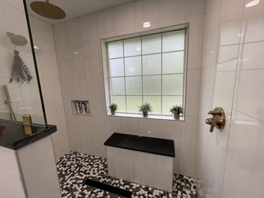 Master bathroom extension - 20 Year old small 5x8 bathroom demolished removed tub and extended to 10 x 12 large walking rainfall shower with modern look