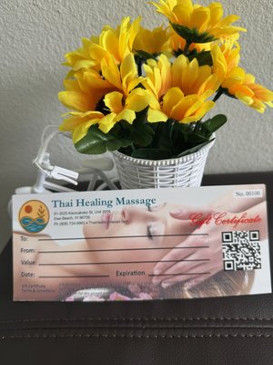 Gift Certificates Available - We have pre-printed Gift Certificates only available in store. Great gifts for birthday, holidays, or special occasions.
We also have eGift Certificates available from our online scheduling page at: https://ThaiHealingSchedulingPage.as.me/ Gift Certificates Available - We have pre-printed Gift Certificates only available in store. Great gifts for birthday, holidays, or special occasions.
We also have eGift Certificates available from our online scheduling page at: https://ThaiHealingSchedulingPage.as.me/