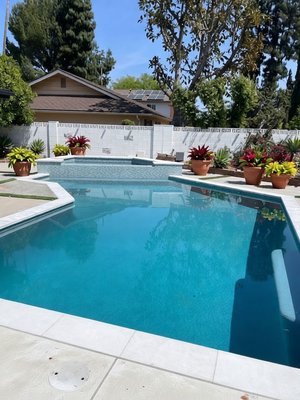 Porter Ranch spa addition and remodel - Gorgeous spa addition with Baja , equipment , tile , coping , concrete the works . Porter Ranch spa addition and remodel - Gorgeous spa addition with Baja , equipment , tile , coping , concrete the works .