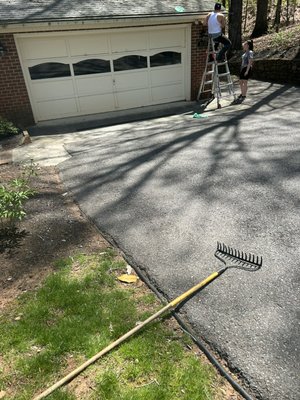 Fixed cracks and sealed driveway job came with a 2 year warranty - Sealed driveway was starting to dry out and crack so we fixed all cracks and put a tar base sealer on it gave it a brand new look