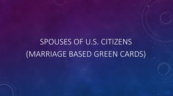Spouses of U.S. Citizens (Marriage Based Green Cards) - Obtaining a green card through marriage is the fastest way to obtain residency in the US. Marriage- based green card petitions are closely examined by the USCIS to ensure that the marriage is legitimate and not entered into for the sole purpose of obtaining residency.
Our firm works with clients around the world who are seeking marriage-based green cards and other family visas. Our attorneys have successfully handled hundreds of marriage green card cases and we can guide you through the entire process and prevent unnecessary mistakes or delays. The entire process can be efficiently handled over the phone and through email.
Adjustment of Status
You can apply for the adjustment of status if you are inside the United States and have entered legally.
Consular Processing
If the foreign national spouse is outside of the U.S. the process begins when the citizen spouse submits a visa petition to the USCIS. This process can take over 6 months.
Once the petition is approved, the USCIS will forward the petition to the National Visa Center (NVC). You will be required to provide additional information about your relative(s) who intend to come to the United States, as well as an affidavit of support. After the NVC is satisfied with all the documents and fees you have submitted, the petition will be forwarded to the U.S. Consulate having jurisdiction over your foreign relative’s residence abroad. Thereafter, the Consulate will notify you or your relative for an interview for permanent residence accordingly. Spouses of U.S. Citizens (Marriage Based Green Cards) - Obtaining a green card through marriage is the fastest way to obtain residency in the US. Marriage- based green card petitions are closely examined by the USCIS to ensure that the marriage is legitimate and not entered into for the sole purpose of obtaining residency.
Our firm works with clients around the world who are seeking marriage-based green cards and other family visas. Our attorneys have successfully handled hundreds of marriage green card cases and we can guide you through the entire process and prevent unnecessary mistakes or delays. The entire process can be efficiently handled over the phone and through email.
Adjustment of Status
You can apply for the adjustment of status if you are inside the United States and have entered legally.
Consular Processing
If the foreign national spouse is outside of the U.S. the process begins when the citizen spouse submits a visa petition to the USCIS. This process can take over 6 months.
Once the petition is approved, the USCIS will forward the petition to the National Visa Center (NVC). You will be required to provide additional information about your relative(s) who intend to come to the United States, as well as an affidavit of support. After the NVC is satisfied with all the documents and fees you have submitted, the petition will be forwarded to the U.S. Consulate having jurisdiction over your foreign relative’s residence abroad. Thereafter, the Consulate will notify you or your relative for an interview for permanent residence accordingly.
