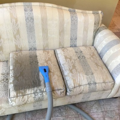 Sectional steam cleaning, and carpet cleaning - The carpet cleaning and couch cleaning on this project was a great experience! As you can see, the carpet came out fantastic, and the couch came out flawless.