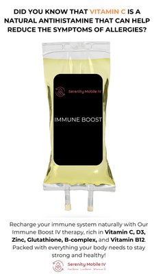 Immune Boost IV Package - Your immune system works hard—give it the VIP treatment it deserves! Our Immune Boost IV delivers a powerhouse blend of 1L Lactated Ringers, Vitamin C, D3, Zinc, Glutathione, B Complex, and B12 directly into your bloodstream for fast, maximum absorption. Immune Boost IV Package - Your immune system works hard—give it the VIP treatment it deserves! Our Immune Boost IV delivers a powerhouse blend of 1L Lactated Ringers, Vitamin C, D3, Zinc, Glutathione, B Complex, and B12 directly into your bloodstream for fast, maximum absorption.