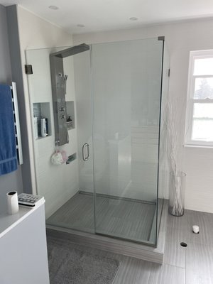 Bathroom remodel - This was a full bathroom remodel, full glass enclosure, all brand new plumbing including Bathroom remodel - This was a full bathroom remodel, full glass enclosure, all brand new plumbing including