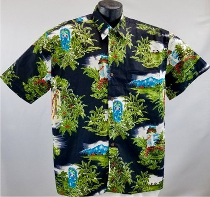 Tropical and Traditional Hawaiian Shirts - A collection of our traditional 100% Cotton Hawaiian Shirts and classic aloha shirt prints including vintage island scenics, South Pacific tapa prints, palm trees, hibiscus, and plumeria prints.