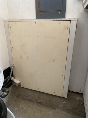 Custom Access Panel - This homeowner wanted to do something about the large hole in the corner of their garage. The opening was framed to accept the custom panel for an upgraded look!
