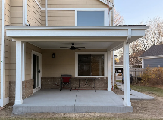 Concrete patio and cover to keep your space cozy all year long. - We do more than just decks. A concrete patio with full cover allows you to enjoy your outdoor space all year long. No matter the weather. Clean and refined, it’s the kind of space that works just as well for a quiet morning as it does for hosting a crowd, without stressing over the forecast. Concrete patio and cover to keep your space cozy all year long. - We do more than just decks. A concrete patio with full cover allows you to enjoy your outdoor space all year long. No matter the weather. Clean and refined, it’s the kind of space that works just as well for a quiet morning as it does for hosting a crowd, without stressing over the forecast.