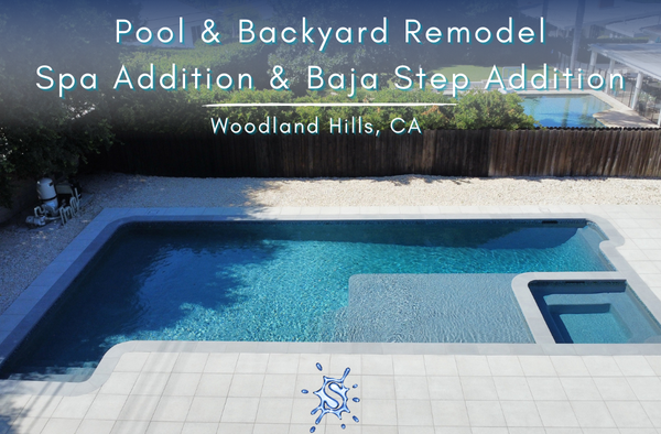 Woodland Hills Total Remodel - This pool was original to the house and had definitely seen better days! We removed an old diving board and slide, as well as repaired major cracks and structural damage to the original shell. We built a new shell and added a Baja step, large spa, and LED color changing lights. We think this massive pool is now the best possible place for our customers to relax! Woodland Hills Total Remodel - This pool was original to the house and had definitely seen better days! We removed an old diving board and slide, as well as repaired major cracks and structural damage to the original shell. We built a new shell and added a Baja step, large spa, and LED color changing lights. We think this massive pool is now the best possible place for our customers to relax!