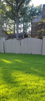installation of 12' double swing gates - the removal of old gates and installation of new metal frame gates. installation of 12' double swing gates - the removal of old gates and installation of new metal frame gates.