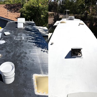 RV Roof Coating Replacement - 20 years rv with new roof coating
