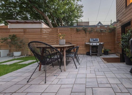 Interlocking Projects - The AHS team is able to design and build a wide variety of backyard interlock paver designs, tailored to your exact needs for your backyard or patio. We also offer some informed suggestions about what colours and design types will best complement your home’s design. Beyond that, our team can also construct an outdoor kitchen to pair with your interlocking. Additionally, our experts are happy to give you tips to take care of interlocking pavers to increase their shelf life.