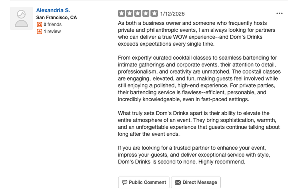 Highlighted Reviews - These are reviews Yelp's AI bot mistakenly removed from my page. I've tried to reinstate them, but their people refuse to fix their mistakes.