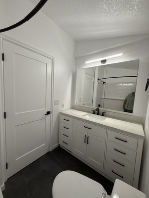 Bathroom remodel - This bathroom remodel was done as the bathtub enclosure was one piece was yellow dirty impossible to clean vanity was falling apart floor had water damage Bathroom remodel - This bathroom remodel was done as the bathtub enclosure was one piece was yellow dirty impossible to clean vanity was falling apart floor had water damage