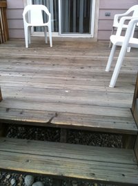 Before - Our main focus at All-Pro Decking is to replace your worn out, rotten, possibly dangerous wood deck with a beautiful, super-low maintenance, long lasting composite deck. See the examples below. Click the photos for full-size images.