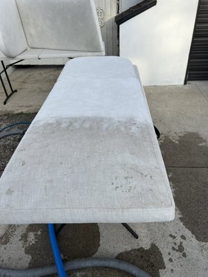 Patio furniture - This Restoration Hardware patio furniture was left outside during a heavy smoke storm, combined with lots of dog slobber, and whatever else life throughout them.