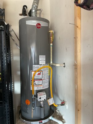 water heater replacement and installation - replace 50 gallon gas water heaters up to code standards with recirculating pump upgrades.