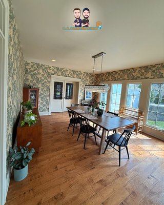Dining room transformation with wallpaper and ceiling,windows,doors,trims painted! - This dining room got a major upgrade with elegant wallpaper that brings texture and charm to the walls. We painted the ceiling, trims, doors, and windows in Stony Ground 211 — a warm, earthy neutral that ties the whole space together beautifully. It’s cozy, elevated, and perfect for stylish gatherings.

⸻

Want a more playful, dramatic, or luxury tone? I can give you a few alternate takes too!