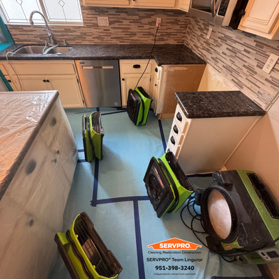 Kitchen Water Damage – Mitigation in Progress - After a kitchen suffered significant water damage, Team Lingurar was on site fast. We protected the flooring, set up high-velocity air movers and dehumidifiers, and began the drying process immediately. Our goal: stop the damage and prepare for full restoration—safely and efficiently.
We don’t just show up—we see it through.
SERVPRO of Team Lingurar | 951-398-3240 Kitchen Water Damage – Mitigation in Progress - After a kitchen suffered significant water damage, Team Lingurar was on site fast. We protected the flooring, set up high-velocity air movers and dehumidifiers, and began the drying process immediately. Our goal: stop the damage and prepare for full restoration—safely and efficiently.
We don’t just show up—we see it through.
SERVPRO of Team Lingurar | 951-398-3240