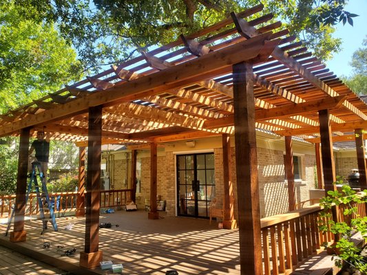 Back Patio & Outdoor kitchen - From a regular back patio to deck expansion and pergola with a back outdoor kitchen.