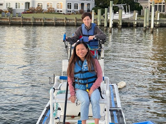 Dove WaterWalkers - Based out of the Annapolis area we provide amazing outings where people can experience all the beautiful sights, sounds, and feelings that historic Annapolis offers, from land and water. There are opportunities to safely explore the calming waters of Annapolis by WaterWalker as either a passenger or a participant. The WaterWalker itself typically carries 2-4 people but slightly larger parties can be accommodated by employing kayaks (2 - available) and SUP boards (2 available) for a group of about 6-7 people. $30 per person per hour. Dove WaterWalkers - Based out of the Annapolis area we provide amazing outings where people can experience all the beautiful sights, sounds, and feelings that historic Annapolis offers, from land and water. There are opportunities to safely explore the calming waters of Annapolis by WaterWalker as either a passenger or a participant. The WaterWalker itself typically carries 2-4 people but slightly larger parties can be accommodated by employing kayaks (2 - available) and SUP boards (2 available) for a group of about 6-7 people. $30 per person per hour.