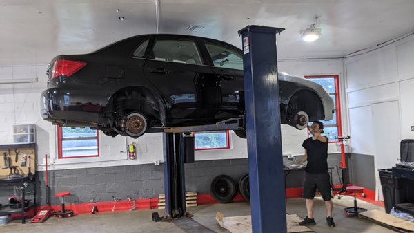 Leaky Steering Rack - DIY - This Subaru came in with a leaky steering rack. The dealership wanted over $2k to fix this problem. Buy purchasing the parts online and renting some time at Wingman, he was able to do the job himself and save a lot of money! Leaky Steering Rack - DIY - This Subaru came in with a leaky steering rack. The dealership wanted over $2k to fix this problem. Buy purchasing the parts online and renting some time at Wingman, he was able to do the job himself and save a lot of money!