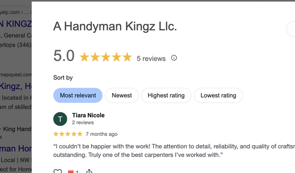 5 star Reputation! - At Handyman Kingz Llc., we specialize in providing top-tier handyman and general contracting services across greater Houston. Whether it’s a small repair or a full-scale renovation, we bring precision, professionalism, and pride to every job. With years of hands-on experience, we handle a wide range of residential and commercial projects — from drywall and painting to kitchen remodels, flooring, plumbing, and electrical work. Our team is fully licensed and insured, committed to delivering high-quality results on time and within budget. We believe in honest communication, transparent pricing, and treating every home like it’s our own. No shortcuts. No surprises. Just dependable service and lasting workmanship.