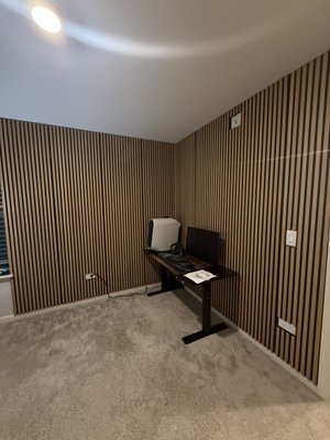 Slat Wall Panel Installation – Home Office Upgrade - Installed modern slat-wall acoustic panels to create a clean, stylish home office accent wall.
The project included:
• Measuring and planning layout across multiple walls
• Cutting and fitting panels around outlets, corners, window trim, and ceiling angles
• Securing each panel cleanly with hidden fasteners
• Alignment across all walls for a seamless, uniform look
• Final finishing and cleanup
This upgrade added texture, sound absorption, and a premium modern design to the room.
If you need slat-wall installation, wall paneling, or decorative wall upgrades — I’d be happy to help.
— Kate, EasyFix Handyman Services Slat Wall Panel Installation – Home Office Upgrade - Installed modern slat-wall acoustic panels to create a clean, stylish home office accent wall.
The project included:
• Measuring and planning layout across multiple walls
• Cutting and fitting panels around outlets, corners, window trim, and ceiling angles
• Securing each panel cleanly with hidden fasteners
• Alignment across all walls for a seamless, uniform look
• Final finishing and cleanup
This upgrade added texture, sound absorption, and a premium modern design to the room.
If you need slat-wall installation, wall paneling, or decorative wall upgrades — I’d be happy to help.
— Kate, EasyFix Handyman Services