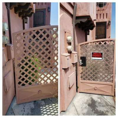 san Clemente gate project - we make fresh install on the havy duty metal gate and we install the lock. san Clemente gate project - we make fresh install on the havy duty metal gate and we install the lock.