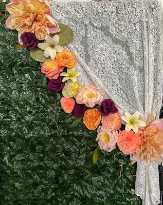 Flower Walls & Backdrops - Papercraft Miracles creates a wide range of floral staging for all your event needs. From simple garlands to full-sized blooming walls. Made by hand, let us help bring your ideas to life. Flower Walls & Backdrops - Papercraft Miracles creates a wide range of floral staging for all your event needs. From simple garlands to full-sized blooming walls. Made by hand, let us help bring your ideas to life.