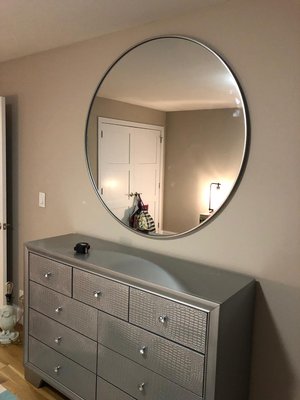 Mirror mounting - Very simple task to mount a mirror. However it does require precision, right measurements, right anchors and tools. Fast and high quality job by Andrew. Our team completed more than 200 mounting jobs similar to this one this year alone