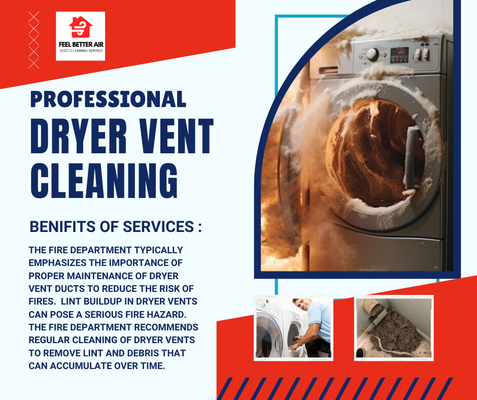 Dryer Vent Cleaning Service - A professional dryer vent cleaning service is essential for maintaining the efficiency and safety of your dryer. Over time, lint and debris can accumulate in the dryer vent, leading to reduced airflow, longer drying times, and an increased risk of fire. Our comprehensive dryer vent cleaning service ensures that your dryer operates at peak performance while minimizing hazards.
Benefits of Regular Dryer Vent Cleaning:
1. Improved Efficiency: A clean vent allows your dryer to work more efficiently, reducing drying times and energy consumption.
2. Enhanced Safety: Regular cleaning reduces the risk of dryer fires caused by lint buildup.
3. Prolonged Appliance Life: Keeping your vent clean prevents excessive wear and tear on your dryer, extending its lifespan.
4. Cost Savings: Improved efficiency and reduced drying times lead to lower energy bills and fewer repairs.
Call us today! Dryer Vent Cleaning Service - A professional dryer vent cleaning service is essential for maintaining the efficiency and safety of your dryer. Over time, lint and debris can accumulate in the dryer vent, leading to reduced airflow, longer drying times, and an increased risk of fire. Our comprehensive dryer vent cleaning service ensures that your dryer operates at peak performance while minimizing hazards.
Benefits of Regular Dryer Vent Cleaning:
1. Improved Efficiency: A clean vent allows your dryer to work more efficiently, reducing drying times and energy consumption.
2. Enhanced Safety: Regular cleaning reduces the risk of dryer fires caused by lint buildup.
3. Prolonged Appliance Life: Keeping your vent clean prevents excessive wear and tear on your dryer, extending its lifespan.
4. Cost Savings: Improved efficiency and reduced drying times lead to lower energy bills and fewer repairs.
Call us today!