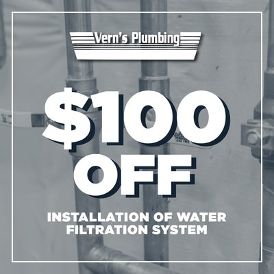$100 Off Installation Of Water Filtration System - Concerned about the quality of your tap water in Culpeper? At Vern's Plumbing, we prioritize your family's standards and provide unmatched compassion and dedication to our community. Count on us for top-notch water filtration solutions that ensure clean and pure water for your home. Call us now for the best water quality you deserve! $100 Off Installation Of Water Filtration System - Concerned about the quality of your tap water in Culpeper? At Vern's Plumbing, we prioritize your family's standards and provide unmatched compassion and dedication to our community. Count on us for top-notch water filtration solutions that ensure clean and pure water for your home. Call us now for the best water quality you deserve!