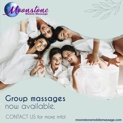 Group Massage/Facials - Mobile Swedish or Deep Tissue Massage (60 Min)
Group 5+ $110

Customize your massage with your choice of a Swedish or Deep Tissue Massage fo