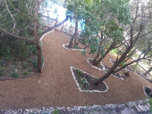 cleanup and mulch installation - This project is what we consider a "Full clean-up" and "Installation; rock, mulch, plants."
first step we clear out all weeds and unwanted plants, trim all trees to the top, install rock beds, walkways, and mulch. cleanup and mulch installation - This project is what we consider a "Full clean-up" and "Installation; rock, mulch, plants."
first step we clear out all weeds and unwanted plants, trim all trees to the top, install rock beds, walkways, and mulch.