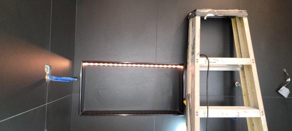 Bathroom Remodel and Steam Generator - Remodel done for a Bathroom, with Recess Lights, Inlet Shelf Strip Light for Shower, and Steam Generator, LED Vanity Mirror Bathroom Remodel and Steam Generator - Remodel done for a Bathroom, with Recess Lights, Inlet Shelf Strip Light for Shower, and Steam Generator, LED Vanity Mirror