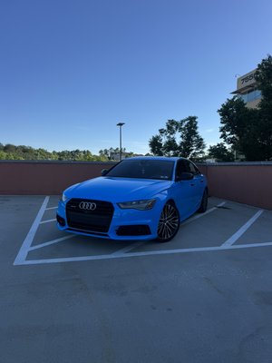 Audi A6 Full Wrap and Tune - This 2017 Audi A6 is fully wrapped in a baby blue vinyl. We also did a stage 1 tune from 034 Motorsport and changed the spark plugs. Audi A6 Full Wrap and Tune - This 2017 Audi A6 is fully wrapped in a baby blue vinyl. We also did a stage 1 tune from 034 Motorsport and changed the spark plugs.